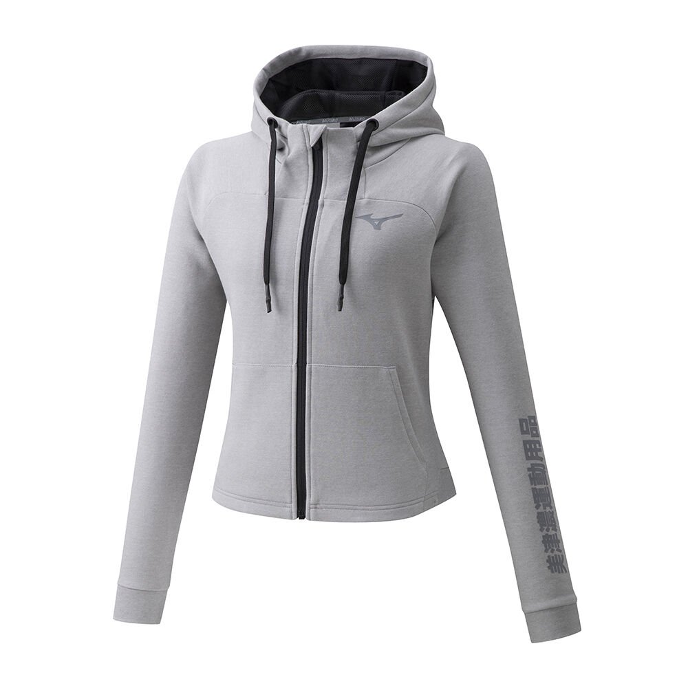 Mizuno Women's Hoodies Zip Hoody Grey - OTGAPKQ-40